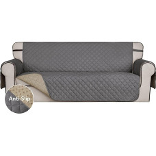 ISSUNTEX Super neslystantys sofos užvalkalai 3 pagalvėms, sofa, sofa, vandeniui atsparus sofos užvalkalas, dygsniuotas sofos užvalkalas, baldų apsauga šunims, naminiams gyvūnams, vaikams (sofa, pilka)