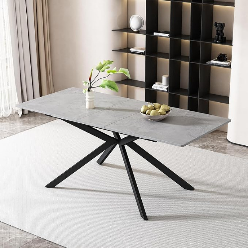 DRIXNO išskleidžiamas valgomojo stalas, automatiškai išskleidžiamas valgomojo stalas, stačiakampis kavos stalas, L150/180 x W70 x H76 cm, 
