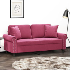 2-Sitzer-Sofa mit Zierkissen Sofa Couch Loungesofa Polstersofa Relaxsofa Dopplesofa Gästesofa Loveseat Sofas fürs Wohnzimmer Schlafzimmer Gästezimmer Weinrot 140 cm Samt