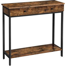FQMYLTYN Schmaler Flurtisch mit 2 Schubladen, Konsole aus Massivholz mit 2 Ablageböden, Beistelltisch für hinter das Sofa, für Wohnzimmer & Flur(120x30x80cm)