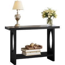 Konsolentisch Holz Flurtisch Schmal Console Table Beistelltisch für Eingang Flur Wohnzimmer Hinter der Couch (Nero, 120cm/47.2in)