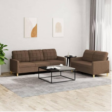 3201309 2 dalių sofos komplektas su pagalvėlėmis Rudos spalvos audinio sofa su poilsio funkcija Sofos komplektas Gyvenamasis kambarys Sofa Sofos komplektas