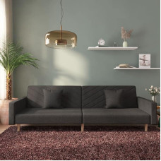 ShGaxin 375901 Sofa-lova 2 sėdimų vietų su 2 pagalvėlėmis, juodas audinys, poilsio sofa, sofos ir kušetės, poilsio sofa, sofa svetainei, sofa su miego funkcija