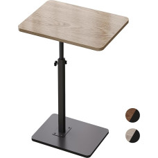 NiHome C-Shape Wooden Side Table, Height Adjustable, 360° Rotating Sofa Table, Space Saving Coffee and Bed Side Table, Mobile Side Table for Living Room and Bedroom, Snack Table (Grey)