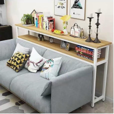 Apsauga už sofos Schlanker Couchtisch Für Flure, Wohnzimmer - Schmaler, Doppellagiger Konsolentisch Für Platzieren Hinter Einem Sofa - Sofa-Konsolentisch Aus Massivholz(A,170x20x120cm/67x8x47in)