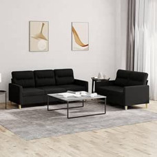SECOLI Sofų rinkinys 3 sėdimųjų vietų + 2 sėdimųjų vietų sofų rinkinys 3 2 Svetainės sofa Svetainės sofos ir kušetės 3 2 komplektas Juodas audinys 2 dalys