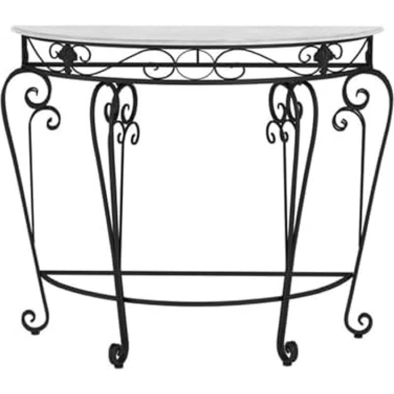 Konsolentische für Flur und Wohnzimmer, schmale Beistelltische aus Glas, Nero Konsolentisch mit 4 Beinen, Streifen- und Fleckenmuster, Beistelltisch aus Schmiedeeisen, 80 x 80 cm / 31,5 x 31