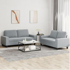 3201882 2 dalių sofos komplektas šviesiai pilkas audinys, poilsio sofa, sofos ir kušetės, relaksacinė sofa, sofa svetainei, sofa su