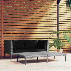 Halbkreisförmiges Gartensofa mit Kissen Lauko sofa rotango Poly Rattan Gartensofa Garten Sofa mit Kissen Gartenmöbel 3 STK.