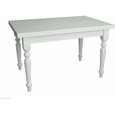 Mar.c.a. Design - Rectangular dining table, extendable up to 220 cm, Arte Povera with turned legs, matt white lacquered, with 2 extensions of 40 cm. - Measurement: 140x80x75
