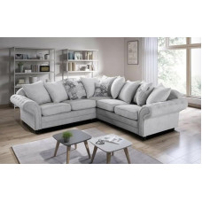 Česterfildo stiliaus kampinė sofa, 212 cm, sidabrinė, 5 vietų sofa, Sofos svetainei, Česterfildo 5 vietų sofos ir sofos