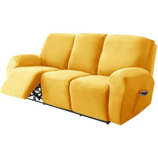 Stretch-Samt-Sofabezug für 1-, 2- oder 3-Sitzer, 8-teiliges Set in Oro-Farbe – langlebiger, weicher und stilvoller Möbelschutz