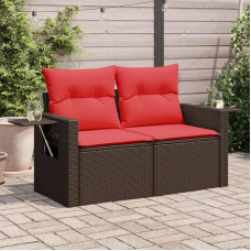 Gartensofa Poly Rattan braun als 2-Sitzer Gartensofa mit Kissen und abnehmbare Kissen inklusive Beistelltisch