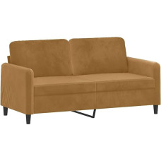 vidaXL sofa 2 sėdimų vietų, poilsio sofa sofa su porankiais ir atlošo pagalvėlėmis, svetainės sofos dizainas, sofa su metaliniu rėmu, sėdimieji baldai, dvi sėdimos vietos, rudas aksomas