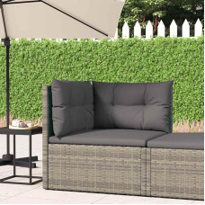 Garten Lounge Sofa Mittelteil Grau Poly Rattan Mittelsofa PE Rattan Gartenmöbel Sofa Mittelteil mit Kissen