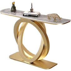 Generisch Moderner Konsolentisch für den Eingangsbereich - Personalisierter Konsolentisch mit schwarzem Metallgestell und offenem Stauraum für Wohnzimmer und Flur (Gold & Grau, 120 x 30 x 80 cm)