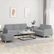 Generisch 3-TLG. Sofagarnitur mit Kissen Hellgrau Stoff,Möbel,Sofos,56.3KG,3202126