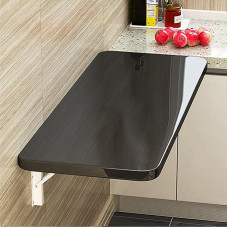 Wandmontierter Klapptisch für Zuhause, Büro und Küche, schwebende, faltbare Werkbank mit schwarzem Finish, Größe 120 x 50 cm