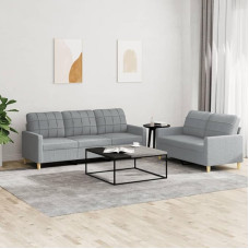 2 dalių sofos komplektas su pagalvėle Šviesiai pilkas audinys Sofa Miego funkcija Sofa Sofa Sofa