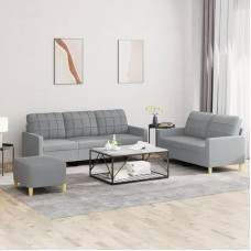 3 dalių sofos komplektas su pagalvėle Šviesiai pilka audinio sofa baras Sofa lova Nuolatinė miegamoji vieta