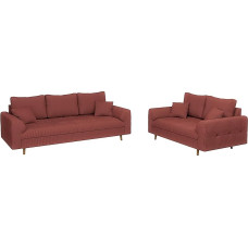2 dalių rinkinys Sofa 3-vietė 2-vietė sofa Atspari įbrėžimams laisvai pastatoma medžio masyvo kojelėmis Ruda virvė Audinys Milo Terracotta