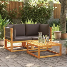 Homgoday Sodo kampinės sofos su pagalvėlėmis 2 pakuotės Kietosios akacijos medienos sodo sofa Lauko sodo lova Sofa Lauko terasos baldai Modelis 3278830