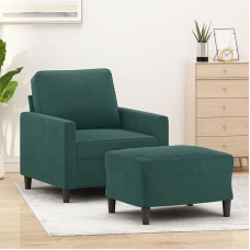 Genérico wenjingqi-3201047 Sessel mit Hocker, Samt, Dunkelgrün, 60 cm