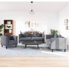 Genérico 3-teiliges Sofaset mit Kissen, Samt, dunkelgrau, wenjingqi-3209248