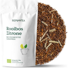 REPLANTEA Bio Rooibos Tee Zitrone & Zitronengras 100g | Koffeinfrei & Erfrischend | 50 Tassen | Loser Rotbuschtee ohne Tein