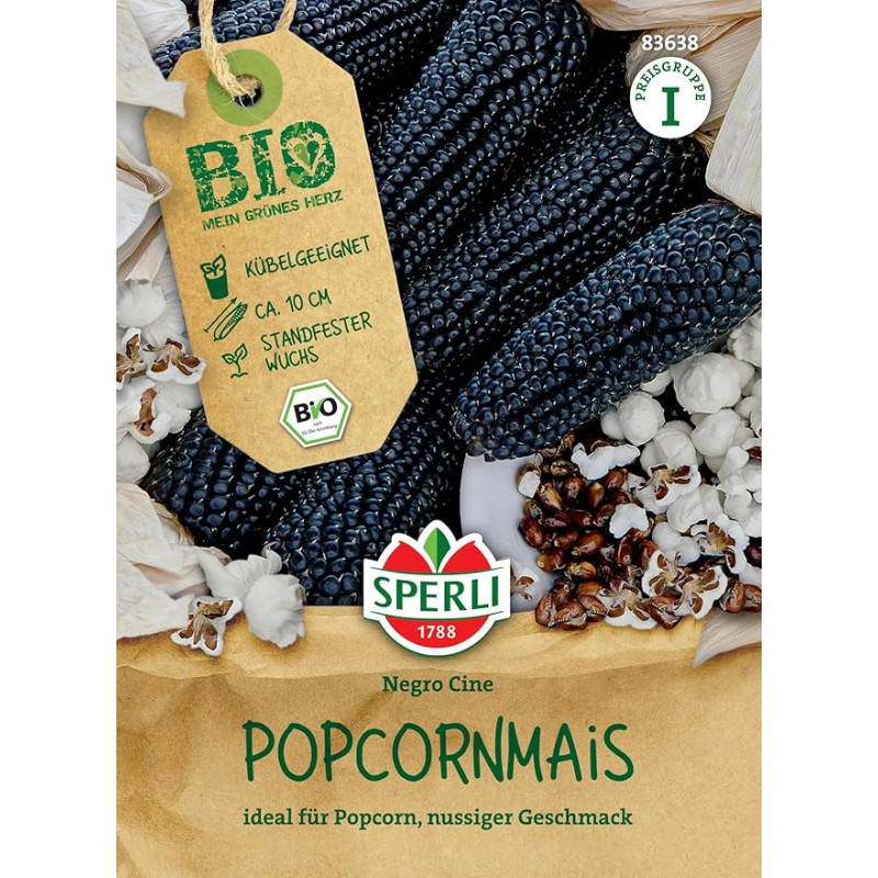 Sperli Organic Popcorn Sėklos 83638 - Idealiai tinka popkornams - Riešutų skonis - Turinys 30 augalų - Daržovių sėklos, Daržovių sėklos, Sėklos