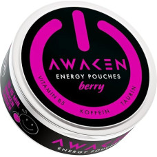 AWAKEN Energijos paketėliai | 50 mg kofeino | 5 x 20 paketėlių laikymo pakuotė | Veganiška ir be cukraus (Awaken Berry)