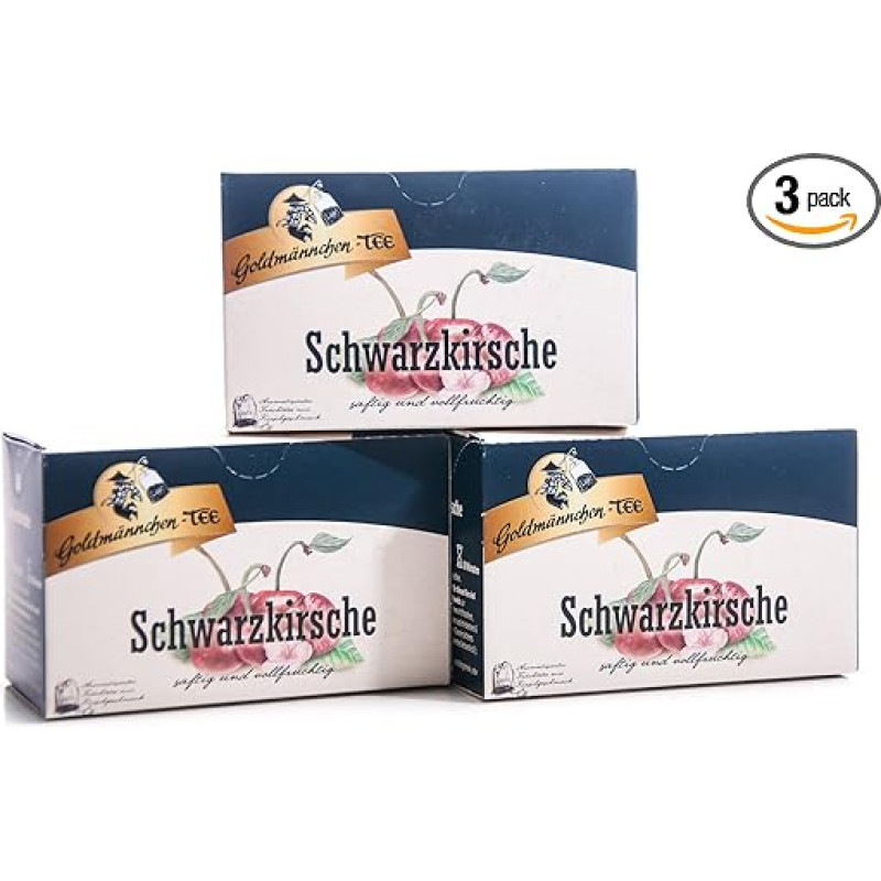Goldmännchen Tea Black Cherry 20 arbatos maišelių Pakuotė 3 x 55 g