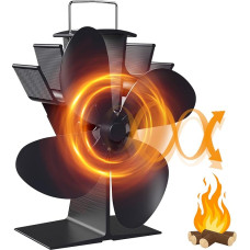Židinio ventiliatorius, krosnelės ventiliatorius be elektros, tylus židinio ventiliatorius su 4 mentėmis, skirtas medienai/medienai/židiniui/krosnelės vamzdžiui