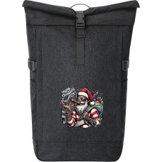 Huuraa Kurierrucksack Cooler Weihnachtsmann Merry Christmas 30-44 Liter Black Melange Fairtrade Rolltop Rucksack Geschenkidee