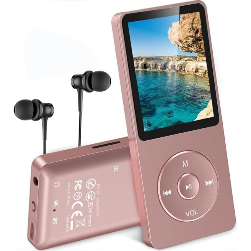 Agptek A02 A20 MP3 grotuvas su 1,8 colio spalvotu TFT ekranu, 70 valandų atkūrimo, muzikos grotuvas su FM įrašymu ir Micro SD kortelės lizdu, 8gb
