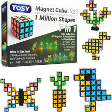 TOSY magnetinis kubas 3x3 - 30 kaladėlių, 240 magnetų, daugiafunkcinis: Kūrybinės statybinės kaladėlės, konvertuojamas 
