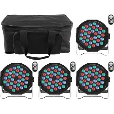 RGB LED Par prožektorius su krepšiu, 4 dalys, 72 W scenos žibintai su nuotolinio valdymo pulteliu, diskotekų šviesos, vakarėlių šviesos, 9 režimai, baro, klubo, šou, vestuvių, Kalėdų apšvietimas