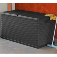 Sandėliavimo dėžė iš polipropileno (PP) su rotango išvaizda 120 x 56 x 63 cm 420 L Antracito spalvos sodo dėžės Balkono skrynia Sodo komoda Sodo reikmenų skrynia Žaislų dėžė Lauko universali lauko skrynia