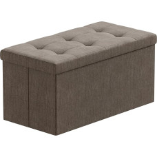 BRIAN & DANY Foldable Stool Linen Bench with Storage Space, Brown, 76 x 38 x 38 cm