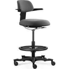 hjh OFFICE Top Work 40 Ergonomiška darbo kėdė - kėdė su reguliuojamo aukščio atlošu, reguliuojamu sėdynės pasvirimu ir sėdimosios dalies gyliu, reguliuojamo aukščio kojų žiedas, tamsiai pilka