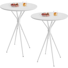 VASAGLE Bar Table, Set of 2, Bar Table, High Round Table, Kitchen Table, Metal Frame, 60 x 60 x 105 cm, Table for Kitchen, Living Room, Dining Room, Easy Assembly, Cloud White Matte White LBT224W01