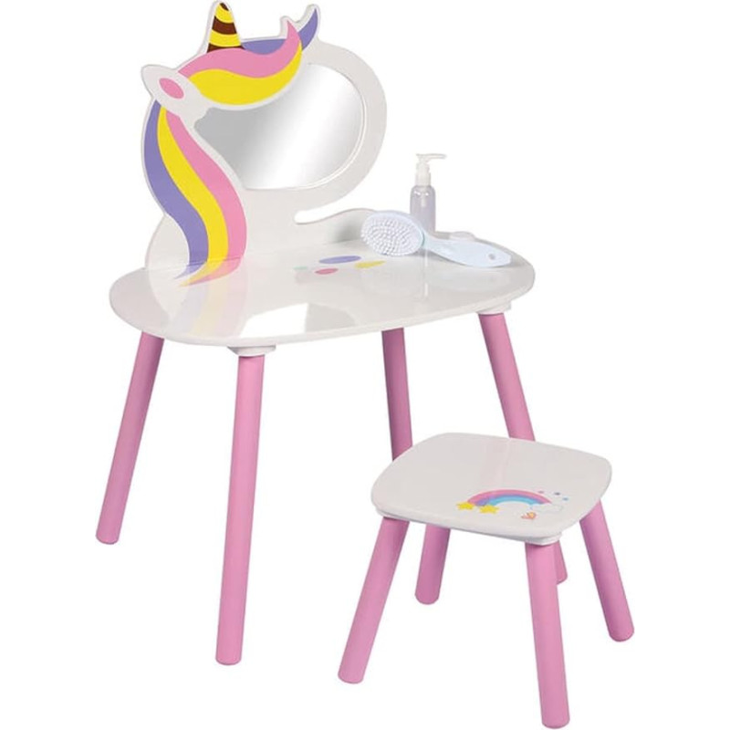 Sweet Unicorn Dressing Table Mirror 60 x 45 x 80 cm Stool 30 x 30 x 27 cm