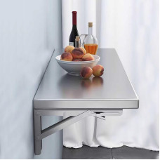 Sulankstomas sieninis stalas Nerūdijančio plieno valgomojo stalas Erdvės taupymas 304 Nerūdijančio plieno sulankstomas sieninis stalas Šukuoto metalo apdaila (60x50 cm) Puikiai tinka naudoti lauke