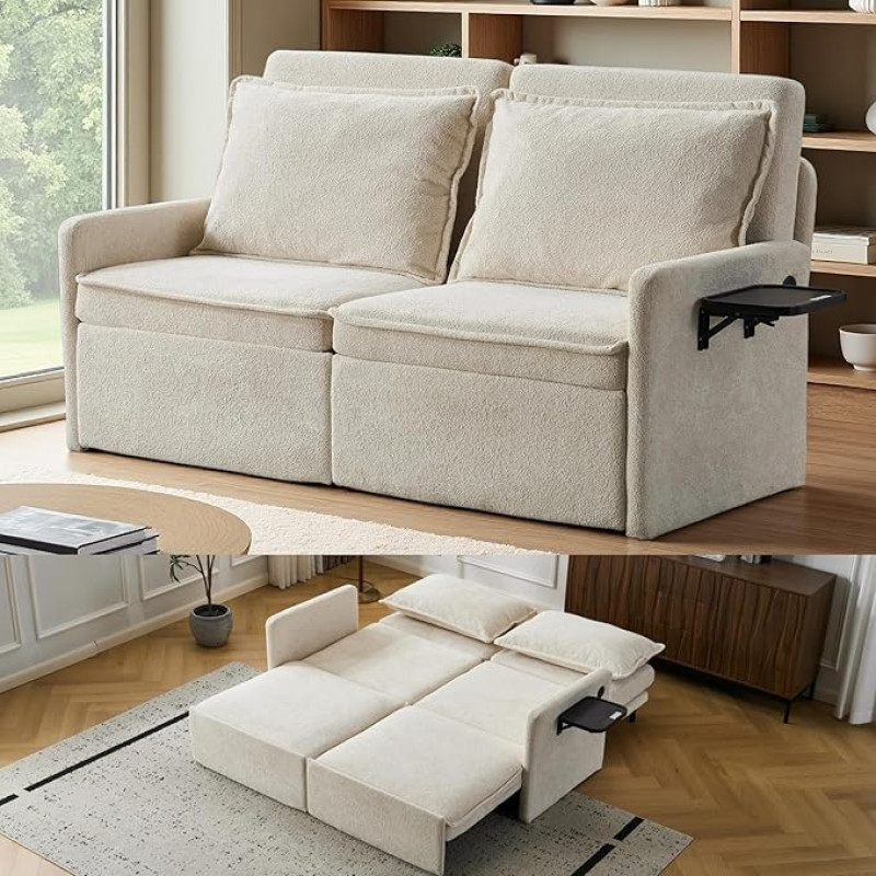 EBELLO sofa su miego funkcija, 201 x 175 cm, sofa lova su pagalve ir USB, sofa ir kušetė 