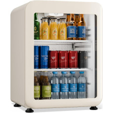 Klarstein Audrey Evo Getränkekekühlschrank 65 L - Getränkekühler mit Glastür, LED-Beleuchtung, einstellbare Temperatur 0-10 °C, 2 Regalböden, leiser Betrieb