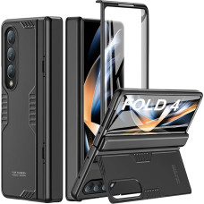 Kaiiecal Samsung Z Fold 4 korpusas: [paslėptas stovas] [belaidis įkrovimas] Viso korpuso vyrių apsauga Plonas korpusas Įmontuotas ekrano apsaugos telefono stovas, skirtas Samsung Galaxy Z Fold 4