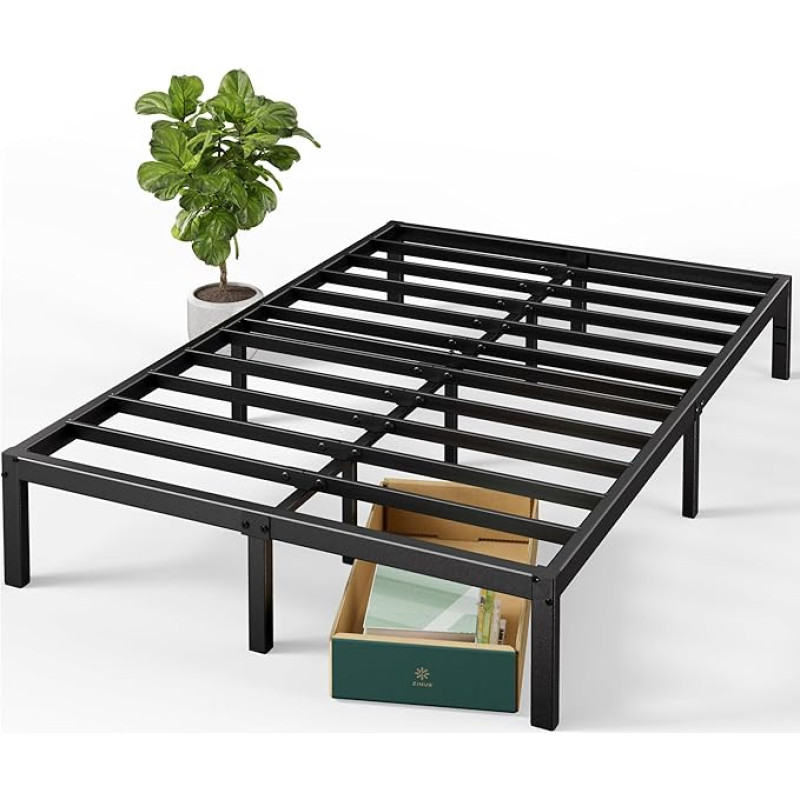 ZINUS Elias lovos rėmas 140 x 190 cm - aukštis 36 cm su daiktadėže po lova - metalinė platforma - juoda