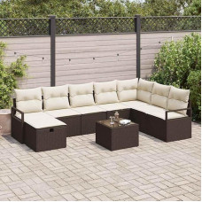 Modulares Garten-Sofa-Set 8teilig in Schwarz und Creme aus Poly-Rattan für Terrasse mit Stauraum und Kissen