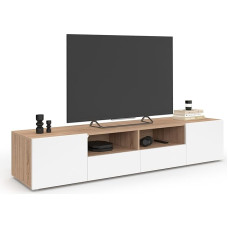 IDMarket - Televizoriaus stovas 180 cm ELI Wood su buko efekto baltomis durimis