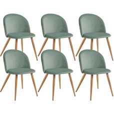 Valgomojo kėdės 6 vnt. Velvet Green Virtuvės kėdės 6 vnt. Modernaus dizaino minkštasuoliai Valgomojo kėdės Skandinaviškos kėdės Medinės kojų kojos Patogios kėdės Svetainės kėdės Valgomojo kėdės